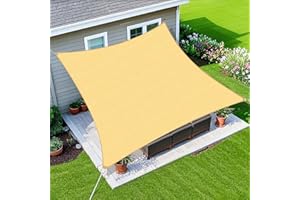 Amagenix Sun Shade Sail 16'X20' Curved Edge Outdoor Shade Canopy Sand Breathable 95% UV Block Shade Cloth for Patio Garden Backyard (We Make Custom Size)