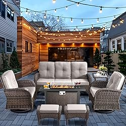 HUMMUH 7-Piece Patio Furniture Set with Fire