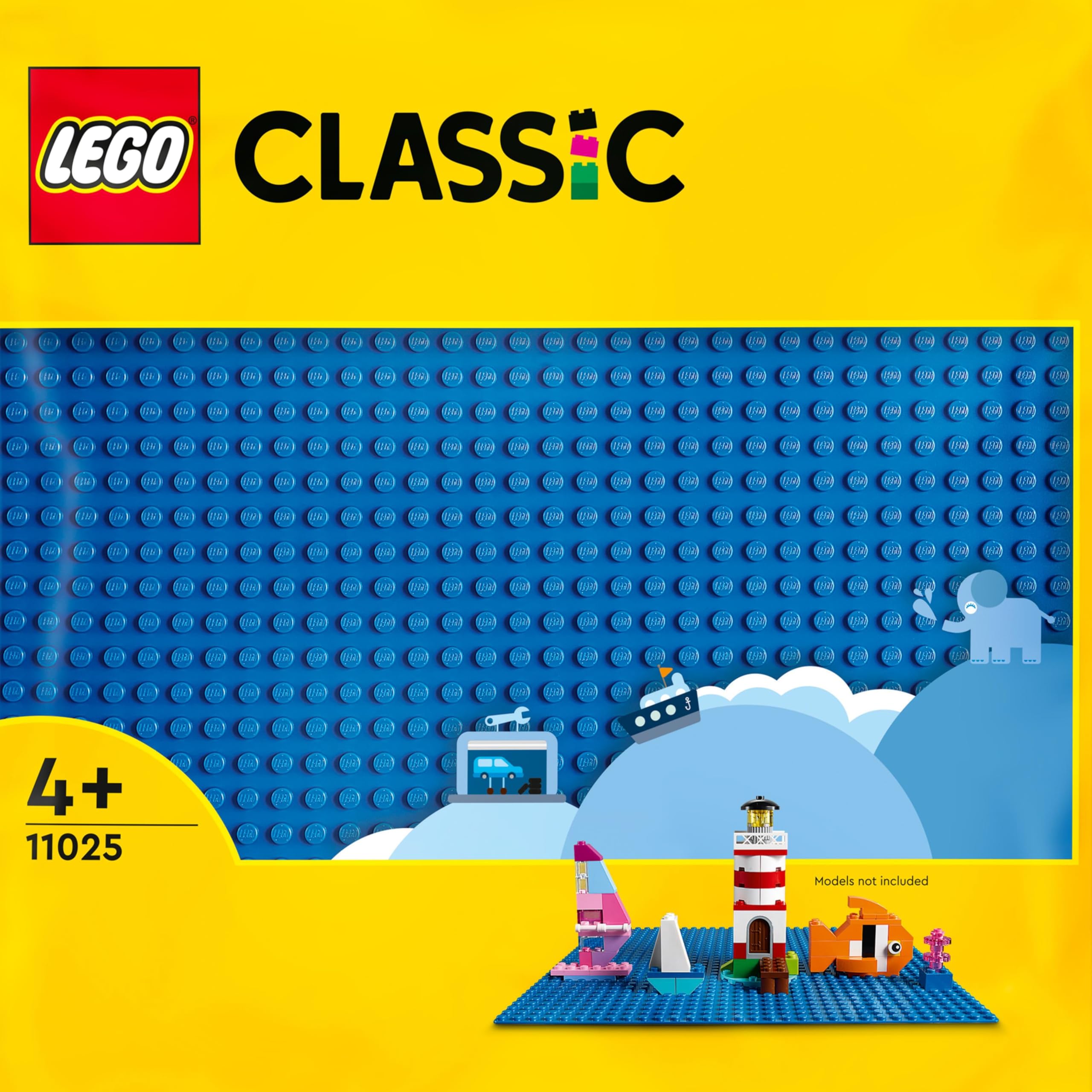 LEGO 11025 Classic Blaue Bauplatte, quadratische Grundplatte mit 32x32 Noppen als Basis für Konstruktionen und für weitere Sets, Konstruktionsspielzeug für Kinder