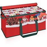 EASBEE Christmas Ornament Storage Box with Adjustable Dividers Zippered Top Stores up to 128 Holiday Ornaments (3 Inch) Xmas Ball Decorations Organizer Storage Container Bin