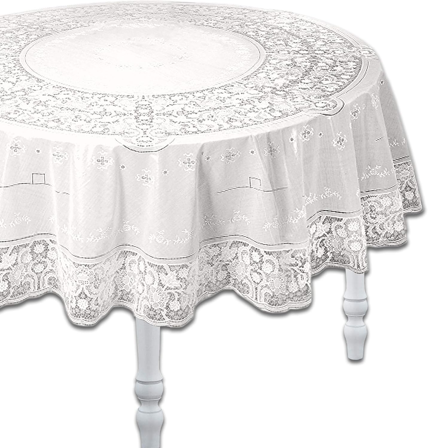 Knight 100 Embossed Vinyl Lace Table Cloth, Waterproof, Wipe Clean