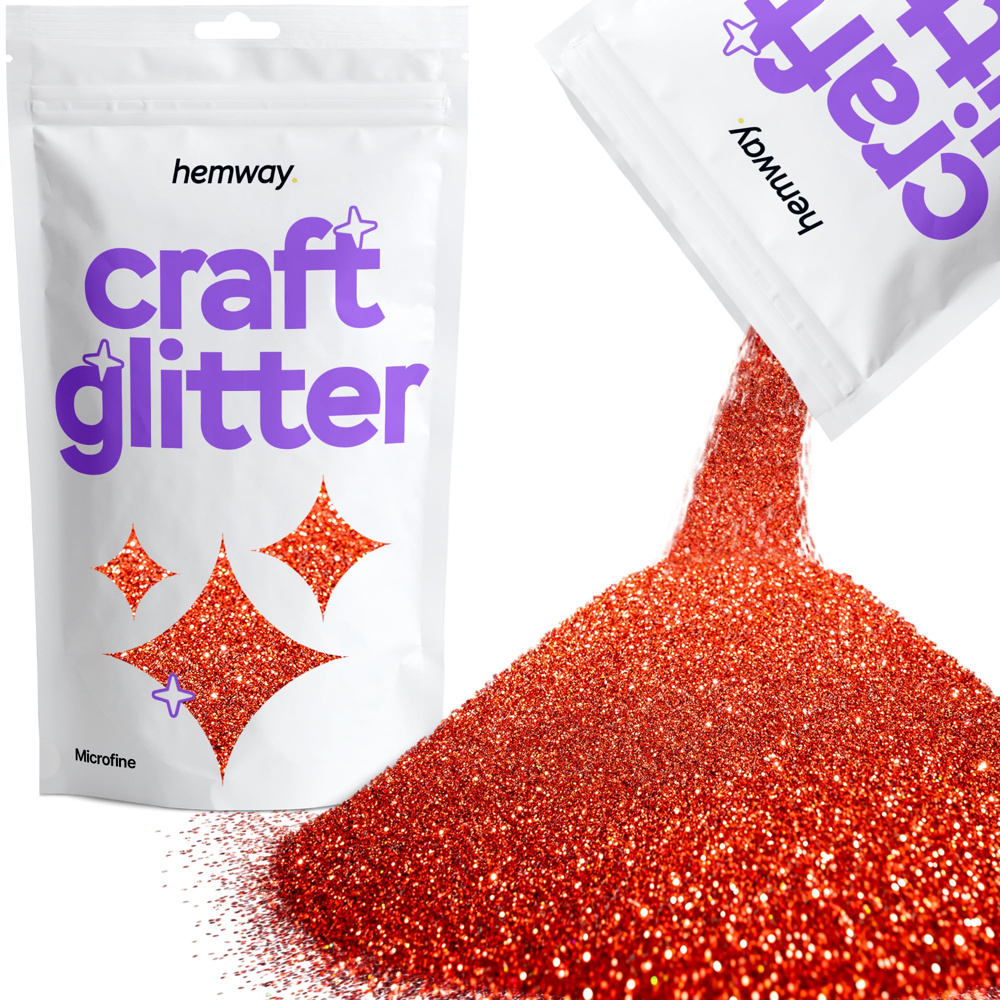 Hemway Craft Glitter Red Holographic 100g Microfine Glitter for Crafts, Resin, Cosmetic, Nail, Face, Body, Festival, Tumblers, Art, Candle, Crafting