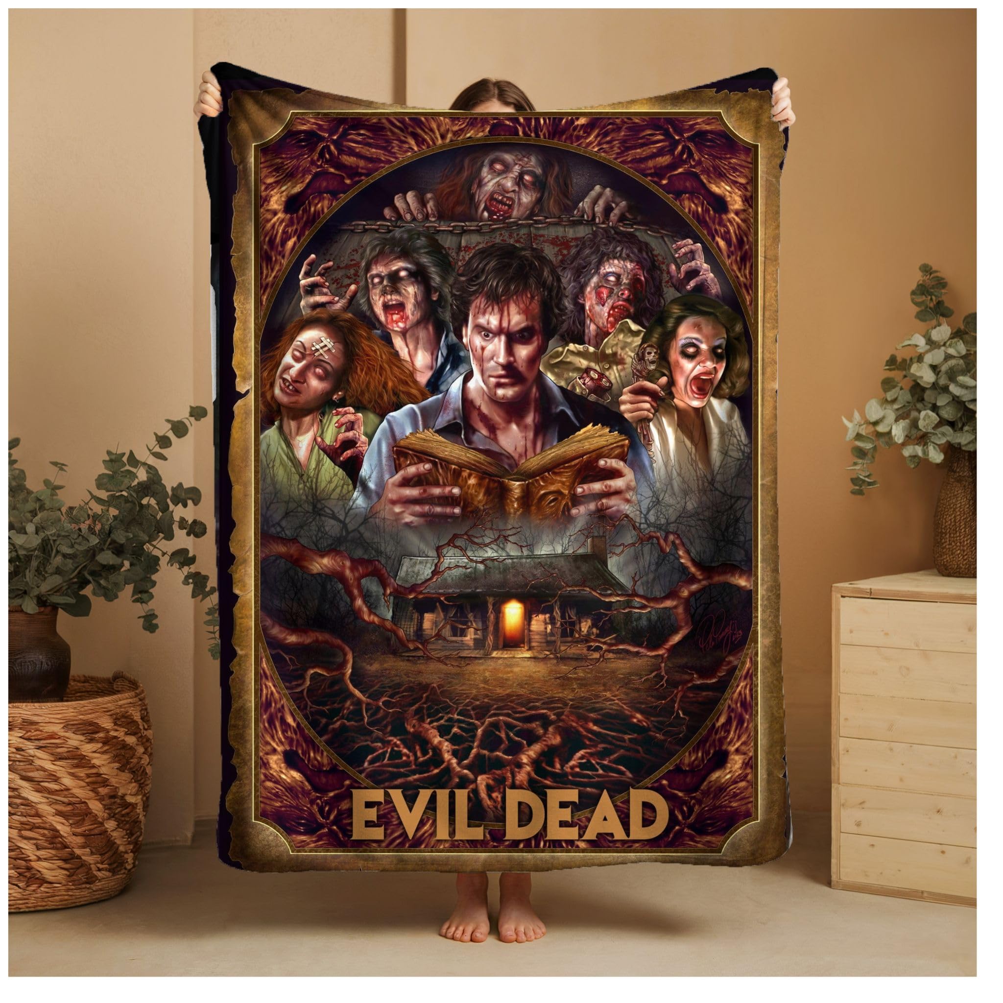 Wild Star Hearts Horror Movie Blanket Evil Dead Necronomicon Goth Bedroom Decor Velveteen Polycotton Blanket Throw Adult Cosy Blanket 155cmx200cm