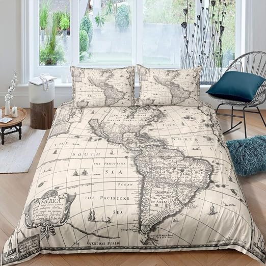 World Map Comforter Travel Map Comforter Watercolor Bedding Etsy