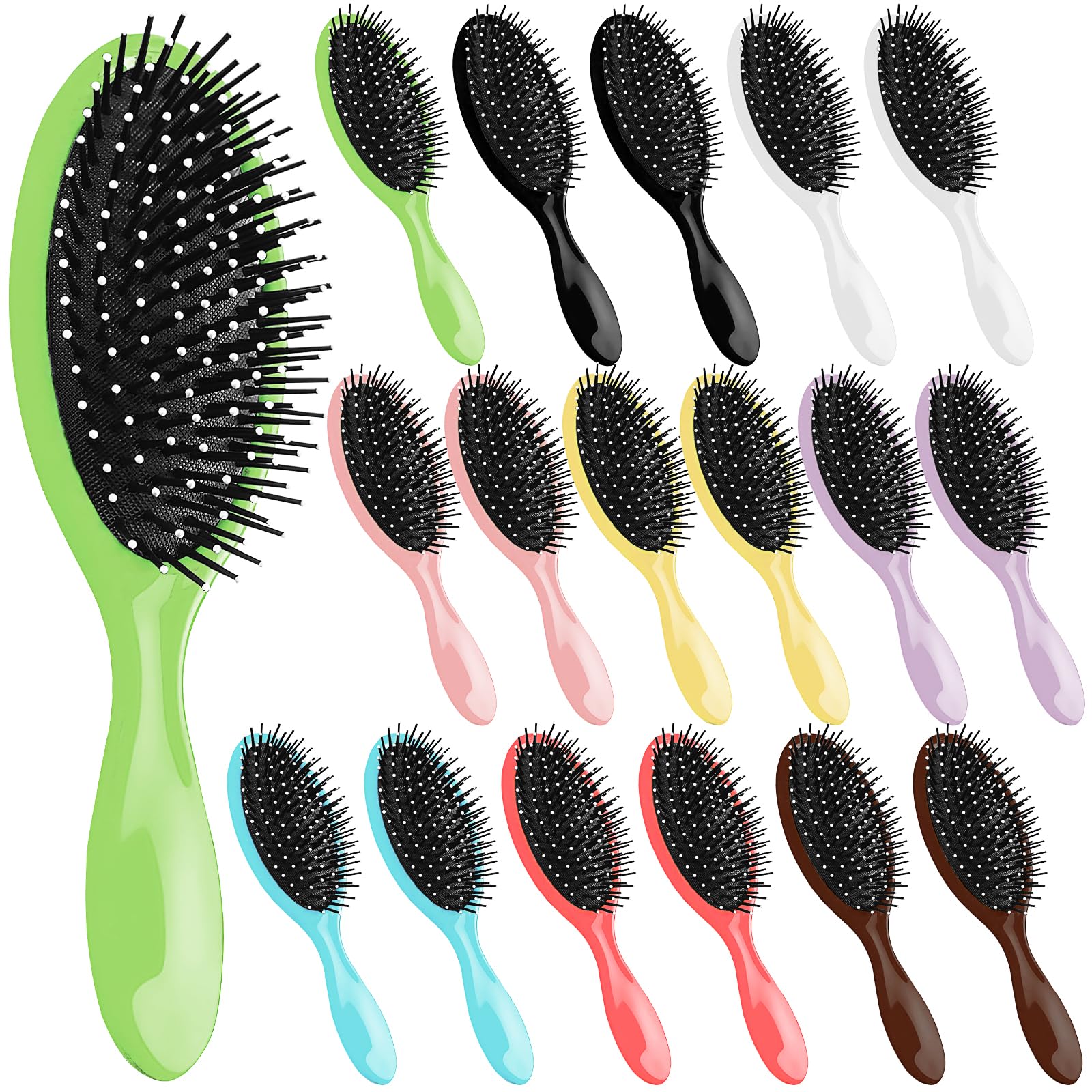 18 Pack Wet Detangler Hair Brush, Travel Detangling Wet Dry Hair Brush with Soft Bristles, Hairbrush Set Detangling Brush Bulk for Girls Women Boys Men(9 Colors)