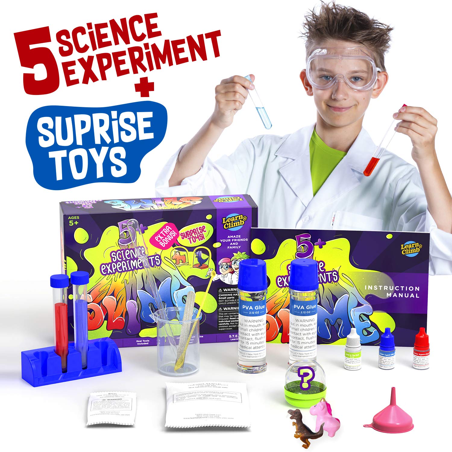 Chemistry Set for Kids 5+ Science Experiments. Make Your own Slime lab Kit. Great Gifts for Girls and Boys Ages 4 5 6 7 8 Years Old and up