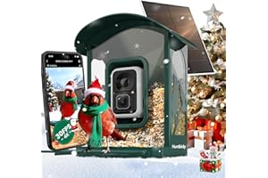 Humbirdy-Bird Feeder with Camera, 8MP Ultra HD Video & Photo, 10x Slow-Motion, 4K 30fps Live View, No Subscription, AI Identify, 2.4G/5G Wi-Fi, Solar Powered, Dural Metal, Unique Bird Watching Gifts