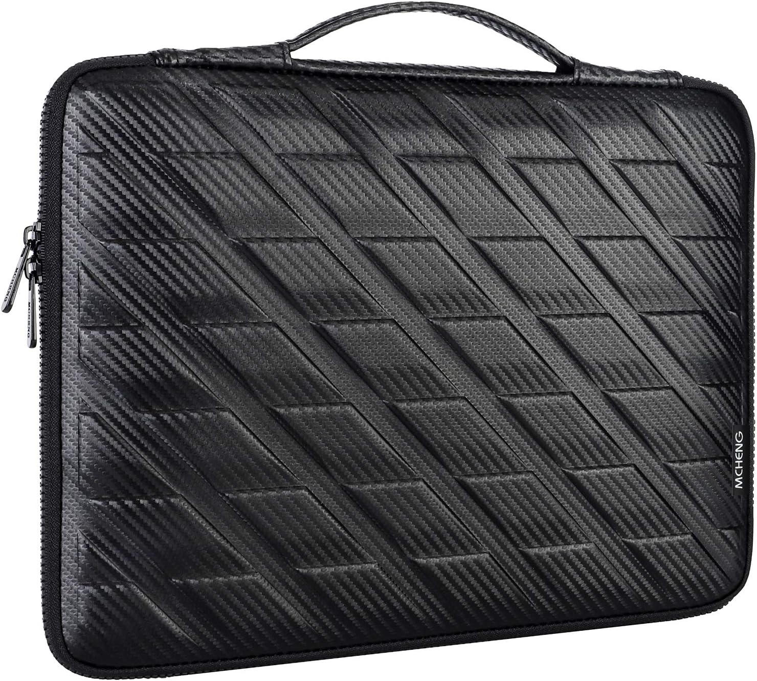 MCHENG 10.1 Inch 360° Protective Laptop Sleeve Bag Water-resistant Netbook Ultrabook Portable Cover Case Carrying Pouch with Handle for 9.7" 10.5" 11" iPad Pro / 10" Surface Go/Samsung, Matte Black