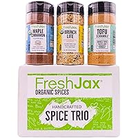 Vegan Organic Seasonings Maple Cinnamon Fruit & Dessert, Brunch Life Everything Bagel, & Tofu Scramble Set of 3 (Plant…