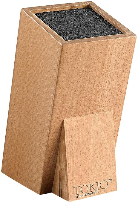 TokioKitchenWare Messerhalter: Universal-Messerblock aus Holz mit Borsteneinsatz (Messer-Blöcke)