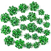 WRAPAHOLIC Green Gift Bow Assortment (24 Bows) for Birthday, Wedding, Christmas, Baby Shower, Bridal Showers