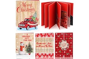 AmazingSpark 4 Set Christmas Gift Card Booklet Cardboard Merry Christmas Money Holder Book for Cash Vintage Xmas Surprise Gift Card Money Sleeve Book Retro Holiday Party Supplies for Adult Women Cash