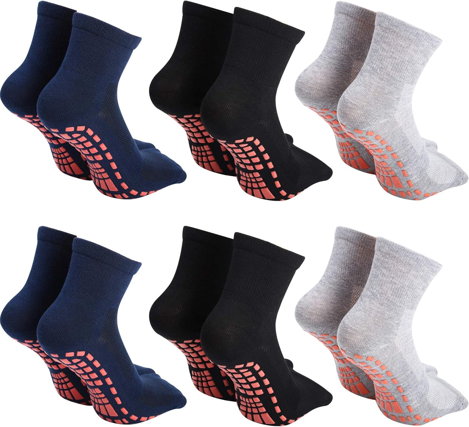 6 Pairs Men's Yoga Socks, Non Slip Grips Socks Fitness Slipper Socks with Cushion for Yoga, Barre, Pilates : Clothing