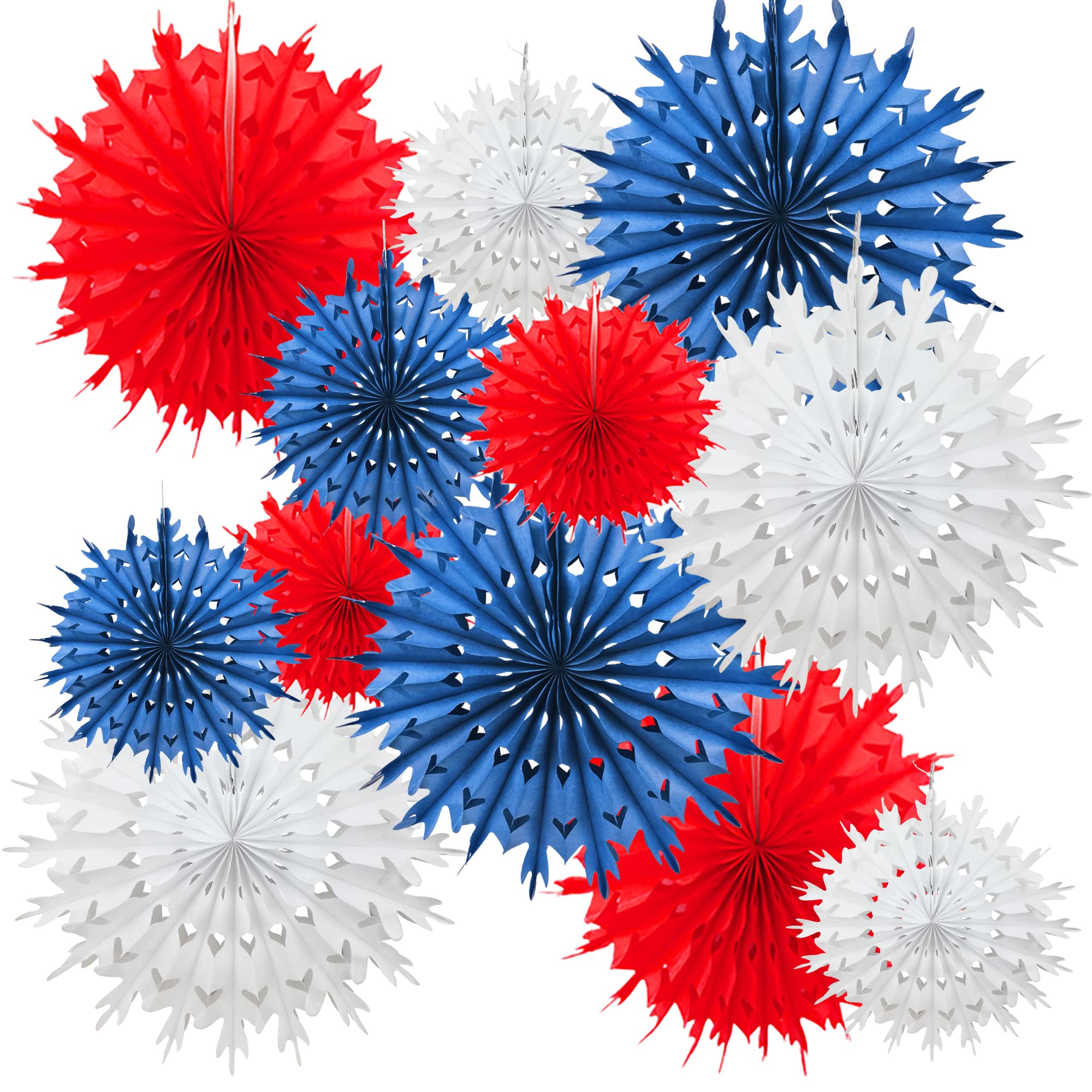 Time to Sparkle 12 Pack Mix Tissue Paper Fan Party Fan Snowflake Christmas Wedding Decoration Red Shade