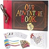 Pulaisen Our Adventure Book Scrapbook Pixar Up Handmade DIY Family Scrapbooking Album with Embossed Letter Cover Retro Photo 