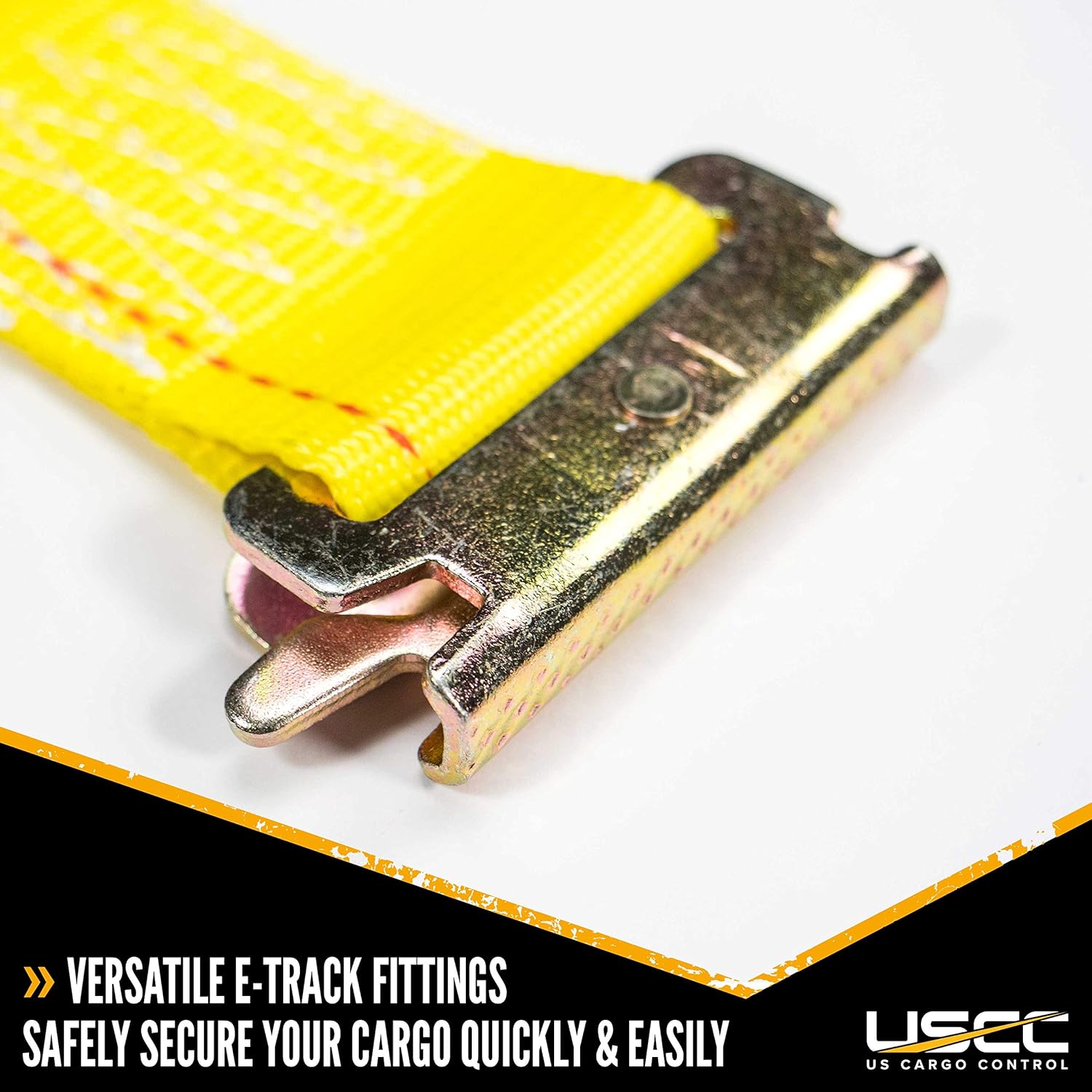 US Cargo Control E Track Cam Buckle Strap - 2 Inch X 12 Foot Yellow E Track Strap - Spring E Fittings - Easily Secure Cargo in an Enclosed Van Trailer - 833 Pound Working Load Limit - 10 Pack - Ratchet Tie Downs - 