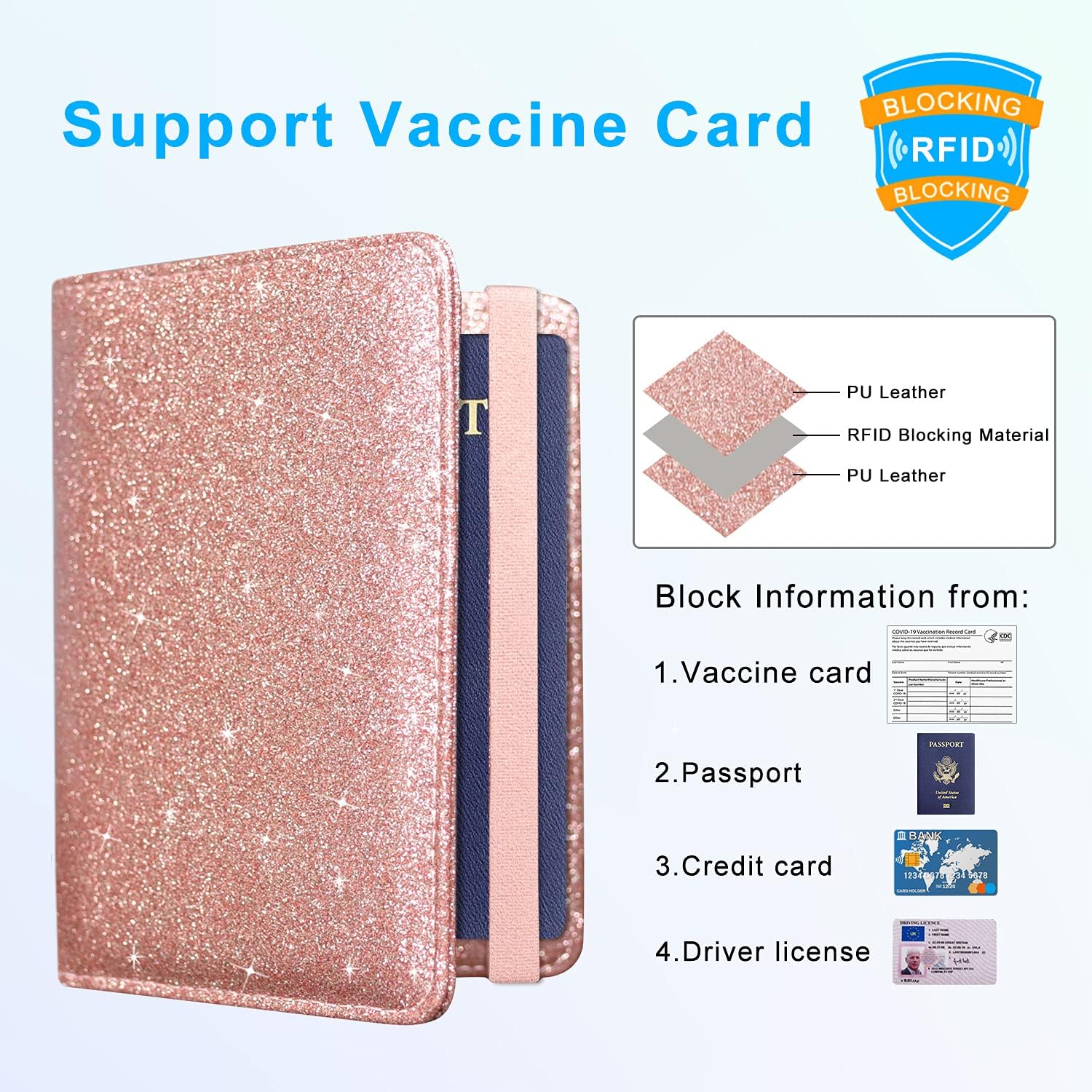 ACdream RFID Blocking Passport Holder Travel Wallet - Premium PU Leather Cover Passport Book with Card Holder, Pen Slot, Keep Organization, and Travel Essentials for Women and Men