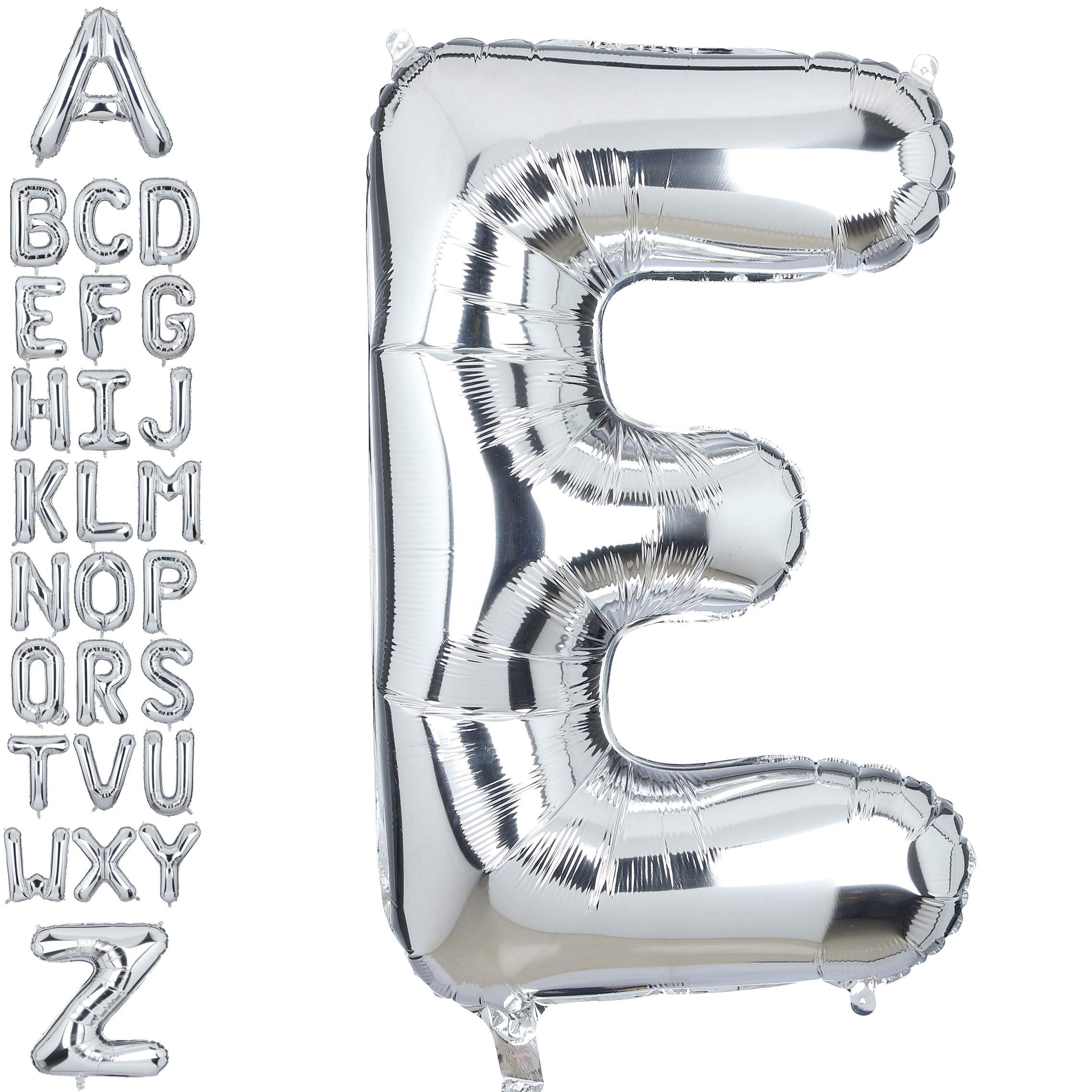 40 Inch Giant Silver Letter E Foil Helium Balloons Big Single Mylar Balloon Birthday Party Decoration Supply Baby Shower (Silver E)
