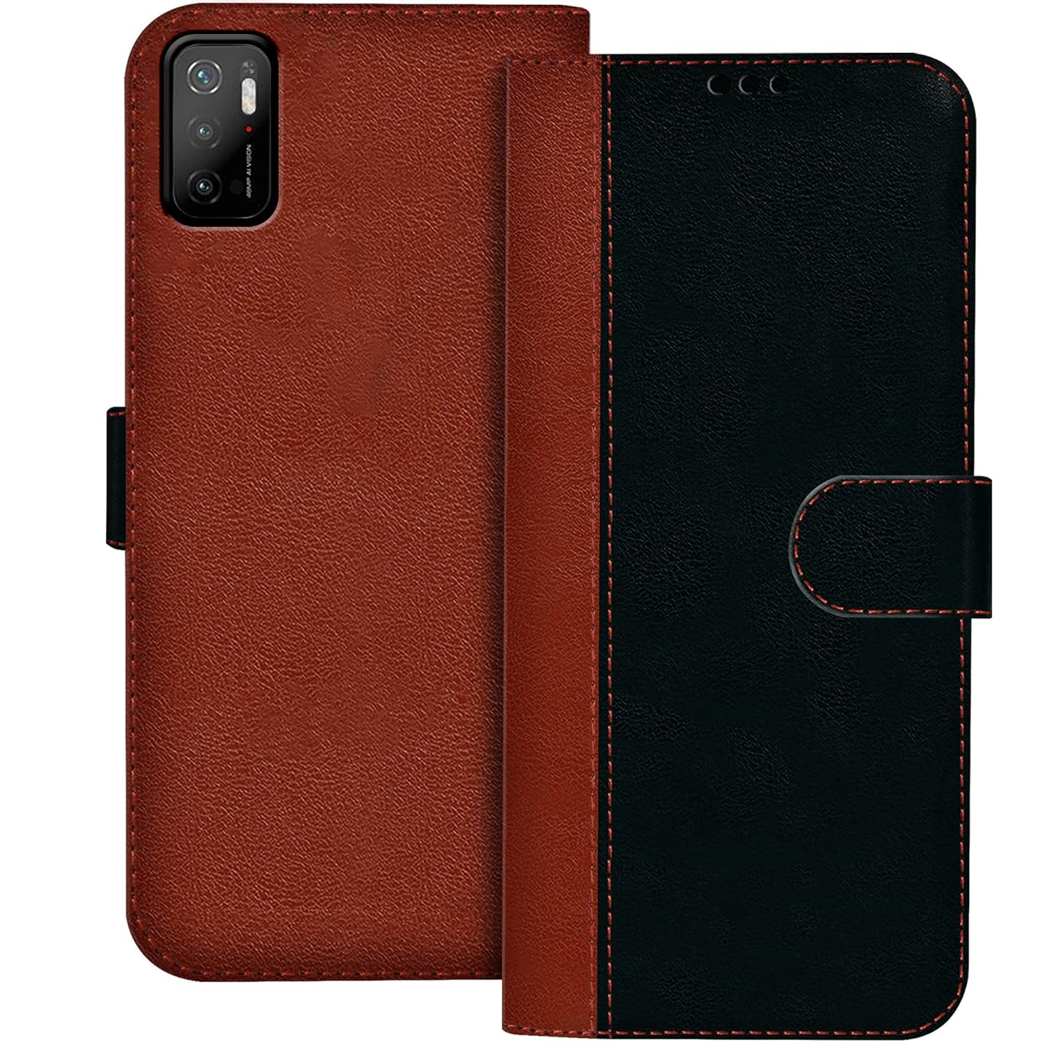 HUPSHY Faux Leather Flip Case Back Cover for Poco M3 Pro 5G Foldable
