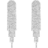 THUNARAZ Rhinestone Earrings Dangling for Women Sparkly Chandelier Earrings Dangle Tassel Teardrop Wedding Earring Statement Women Jewelry Gifts for Bridal Bridesmaid Gold/Silver