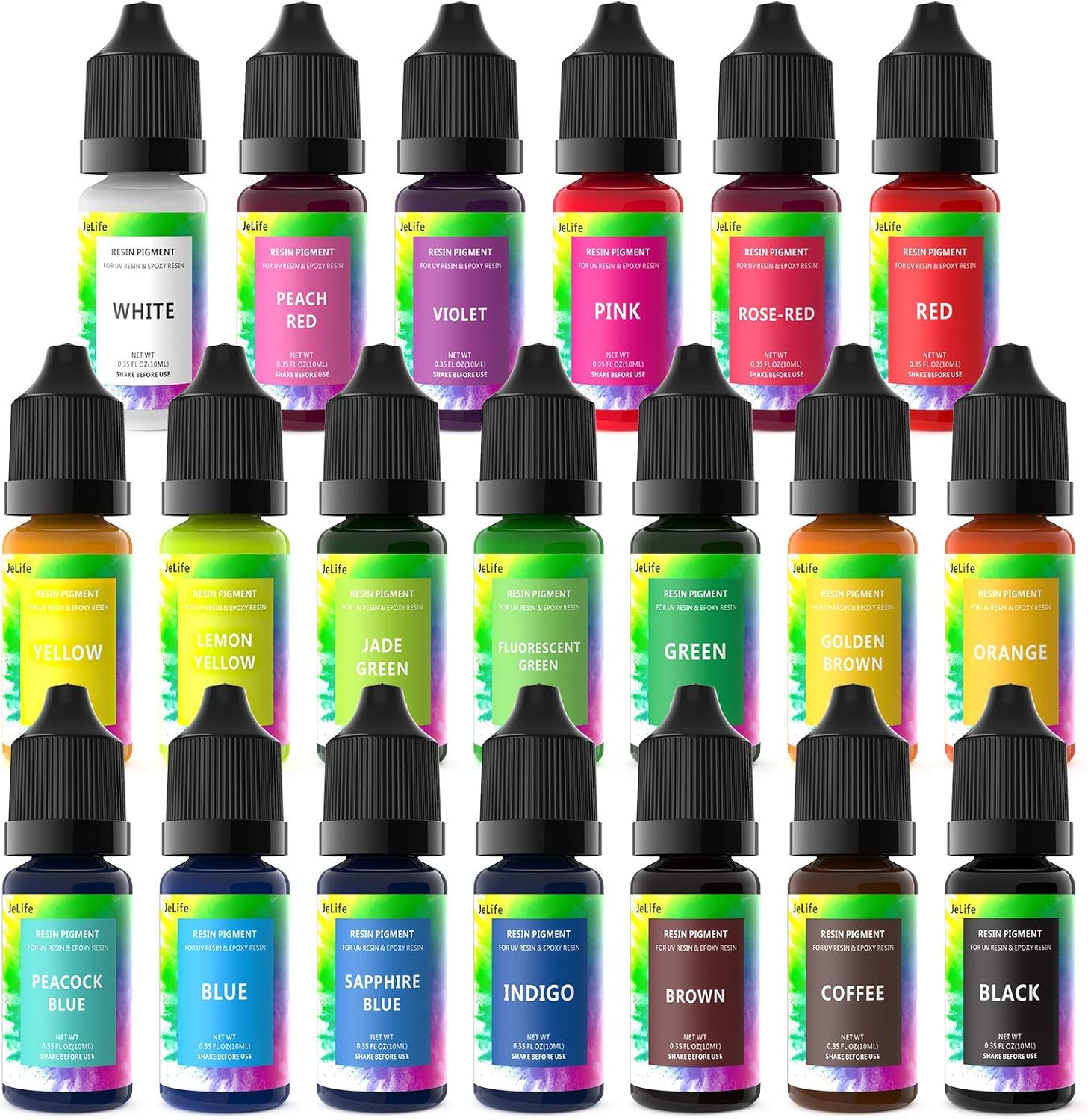 Resin Pigment Liquid Dye 20 Colors Jelife Crystal Clear