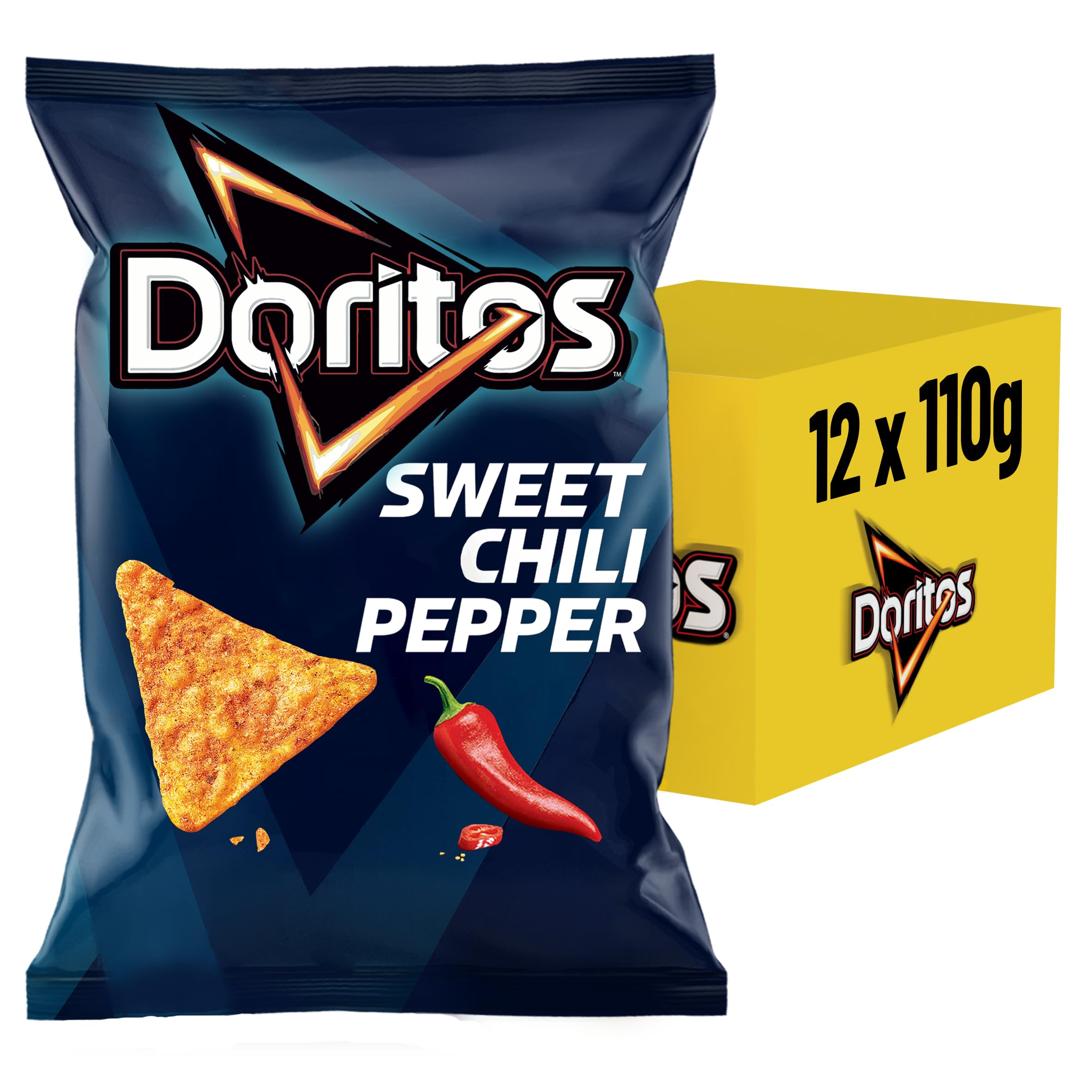 Doritos Sweet Chili Pepper - Tortilla Nachos mit süßem Chili-Geschmack - Herzhafter Snack zum Knabbern aus Mais (12 x 110g) (Verpackungsdesign kann abweichen) 2