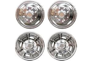 DEEBIOR 4pcs Front Rear Polished Stainless Steel Wheel Simulators for 2005-2025 Ford F-350 Super Duty,17" Dually 8 Lug 4 Hand Hole Hub Caps Skins Liners Covers, Wheel Covers w/Install Sets for F-350 05-25