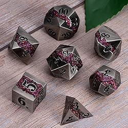 Metal DND Polyhedral Dice,Large Stripe Glitter