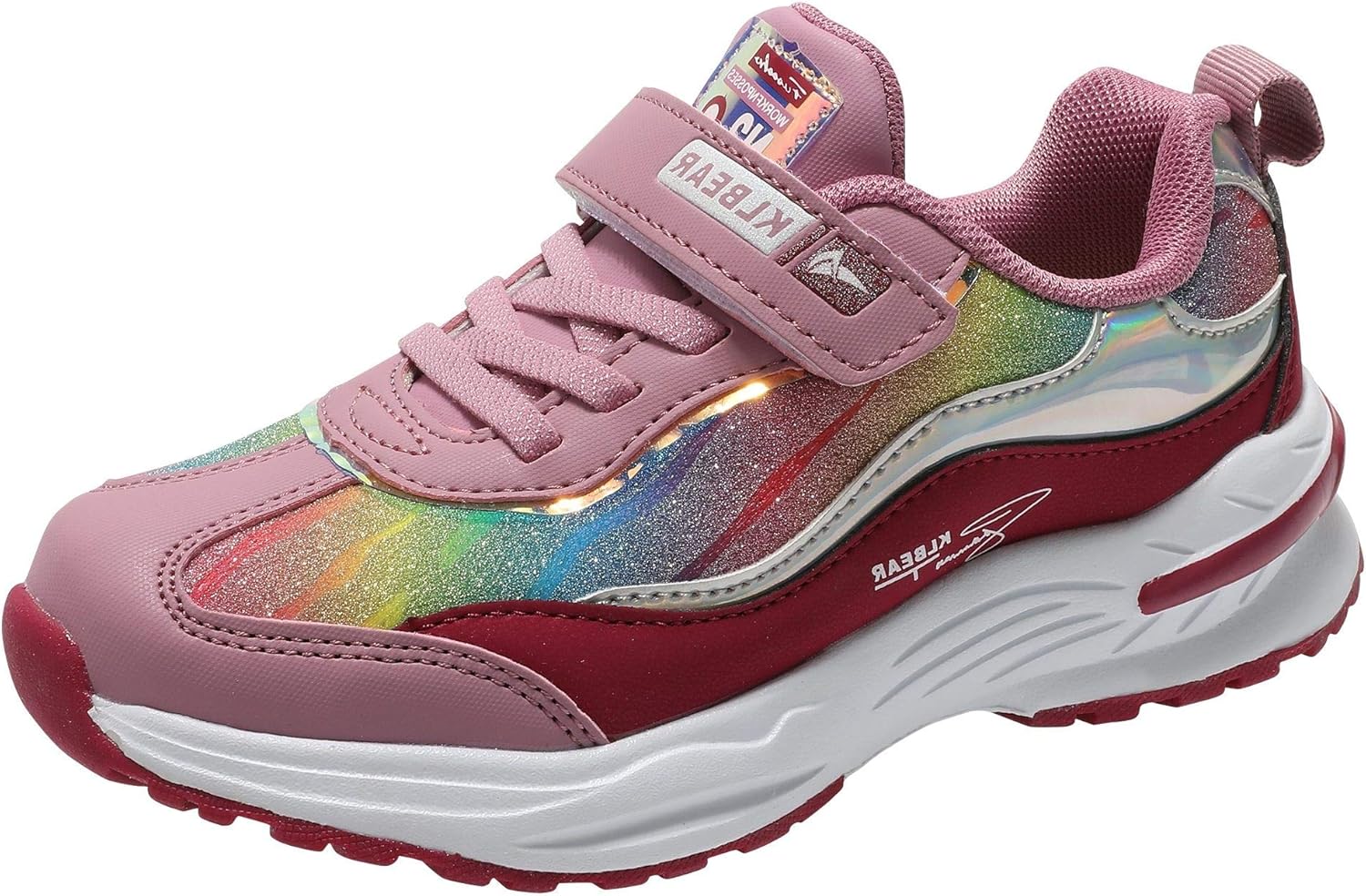  | kulebear Kids Sneakers Breathable Running Tennis Shoes Walking Sport Casual Twinkle Glitter Shoes for Girls | Sneakers