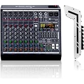 SonixForce 8 Channel Audio Mixer, 99 DSP Effects Sound Board Console | 8-Ch Stereo DJ Mixer for Recording &amp; Streaming, USB Drive, Media Playback, PC Audio Interface, EQ Control, 48V Phantom Power