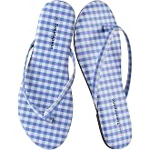Timutopone Plaid Flip Flops for Women Memory Foam Flat Sandals Comfortable Casual Thong Summer Outdoor Beach Slide Sandal Slippers with Wide Width Size 6-11