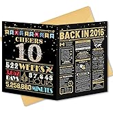 10th Birthday Card, 10th Birthday Decorations for Girl Boys, Funny Gifts for Daughter Son, Back in 2016, Black Gold