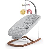 Chicco Float Baby Bouncer Seat with Included Toy Bar | Natural Swaying Motion, Contemporary Design, Machine Washable Organic Cotton Seat Pad, Compact Fold for Quick Storage, Cloud
