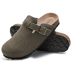 ODOLY Genuine Suede Clogs for Women Men Soft Cork