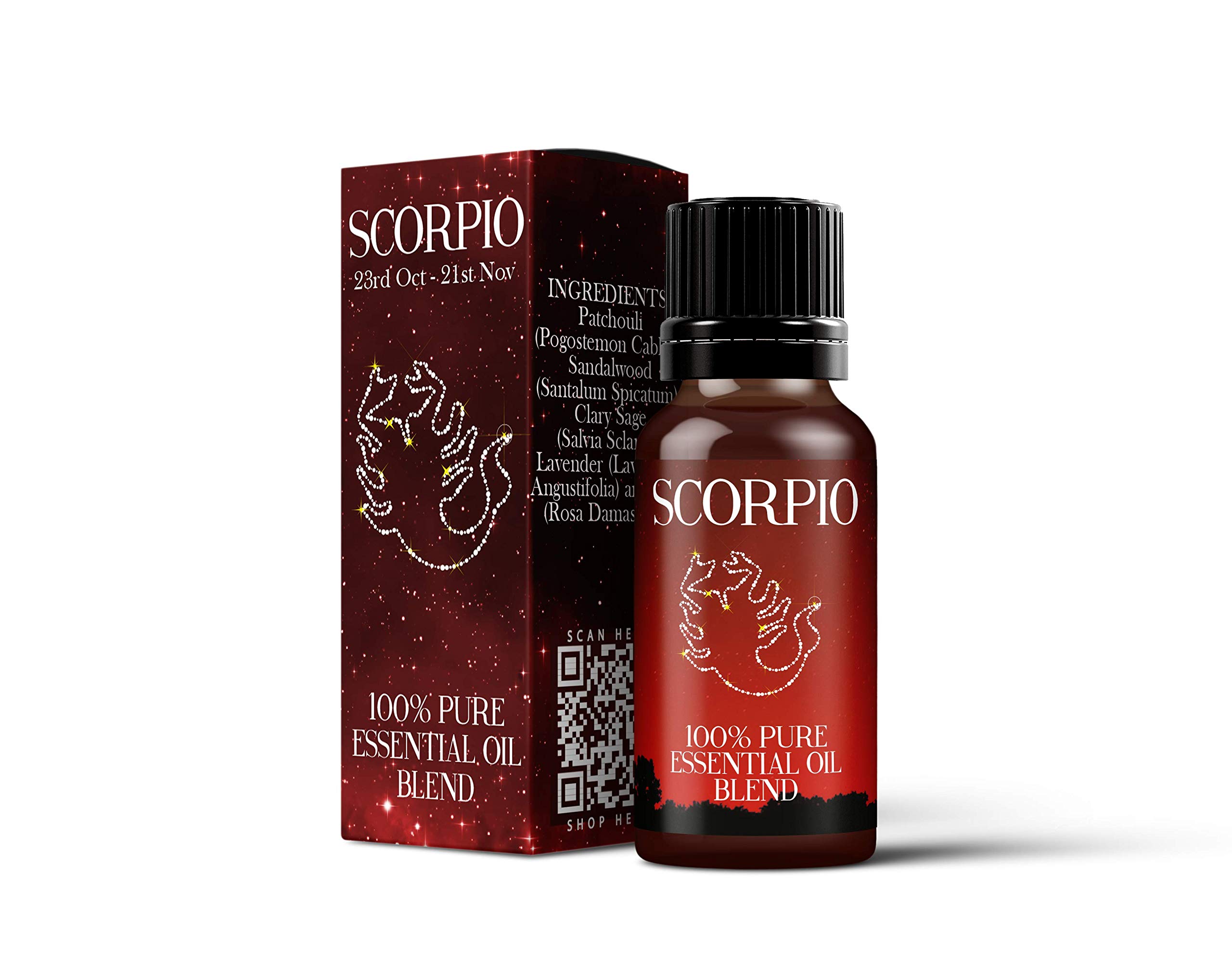 Mystix London | Scorpio Zodiac Sign Essential Oil Blend 10ml | 100% Pure & Natural | Aromatherapy for Water Signs | Clary Sage, Lavender, Patchouli, Rose, Sandalwood | Vegan, GMO Free — image 1