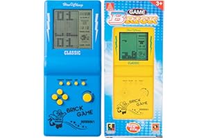 Nbguigdstr Brick Game Console, Retro Handheld Game Console,Tank/Racing/Building Block Game,3.5-inch Large Screen,Built-in 23 Games(Blue)
