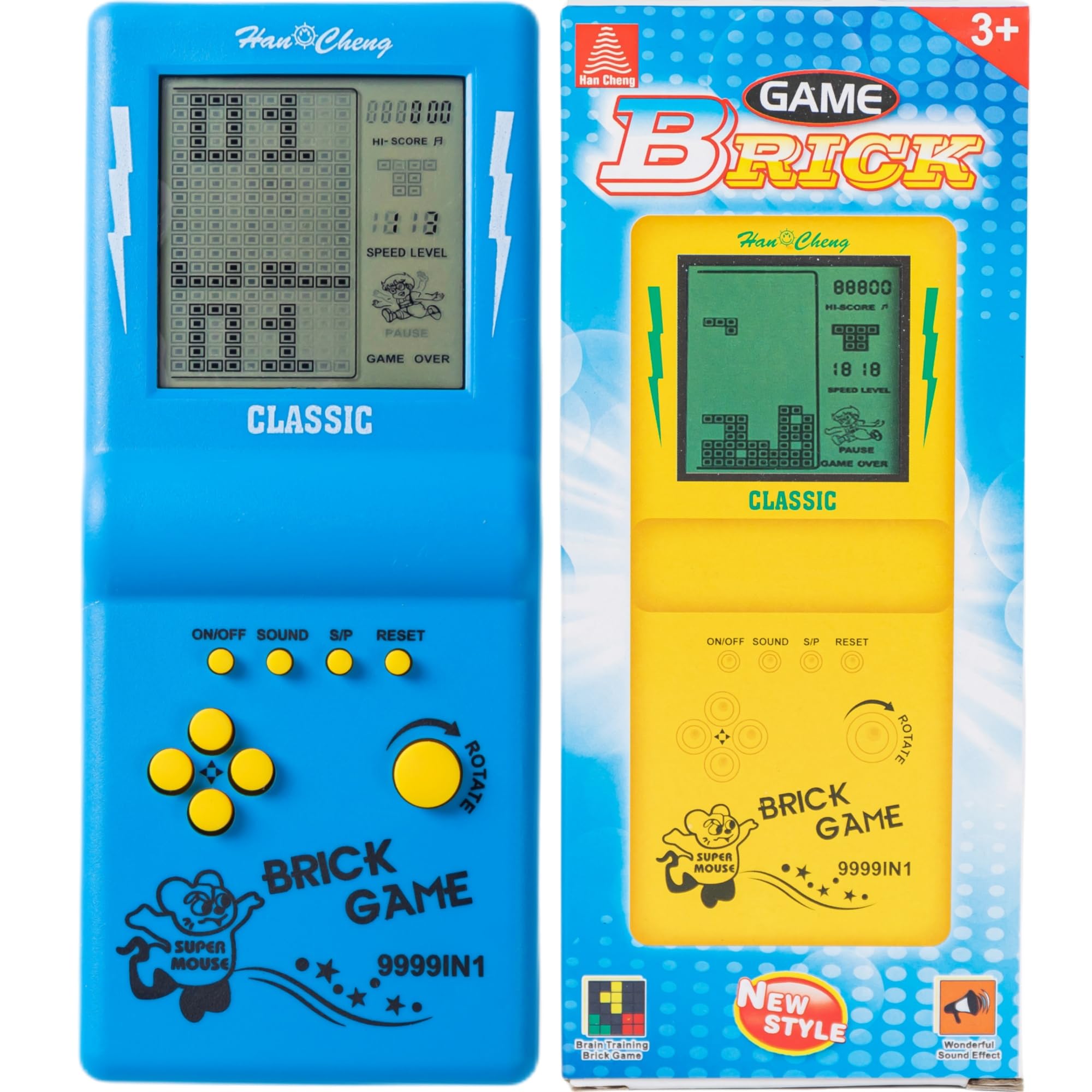 Brick Game Console, Retro Handheld Game Console,Tank/Racing/Building Block Game,3.5-inch Large Screen,Built-in 23 Games(Blue)