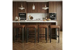 Garvee Counter Height BarStools Set of 4, PU Leather Kitchen Chairs with Thicken Upholstery, Sturdy Metal Base, Easy Assembly