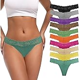 GAREDOB Lace Thongs for Women Sexy Thong Panties Mid Waist Underwear 5 Pack-10Pack-Size XS-4XL