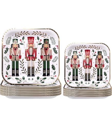 Lot De 8 Assiettes à Dessert/ Salade Noël - Motif Casse-Noisette - Carton Durable, Imprimées Aux États-Unis