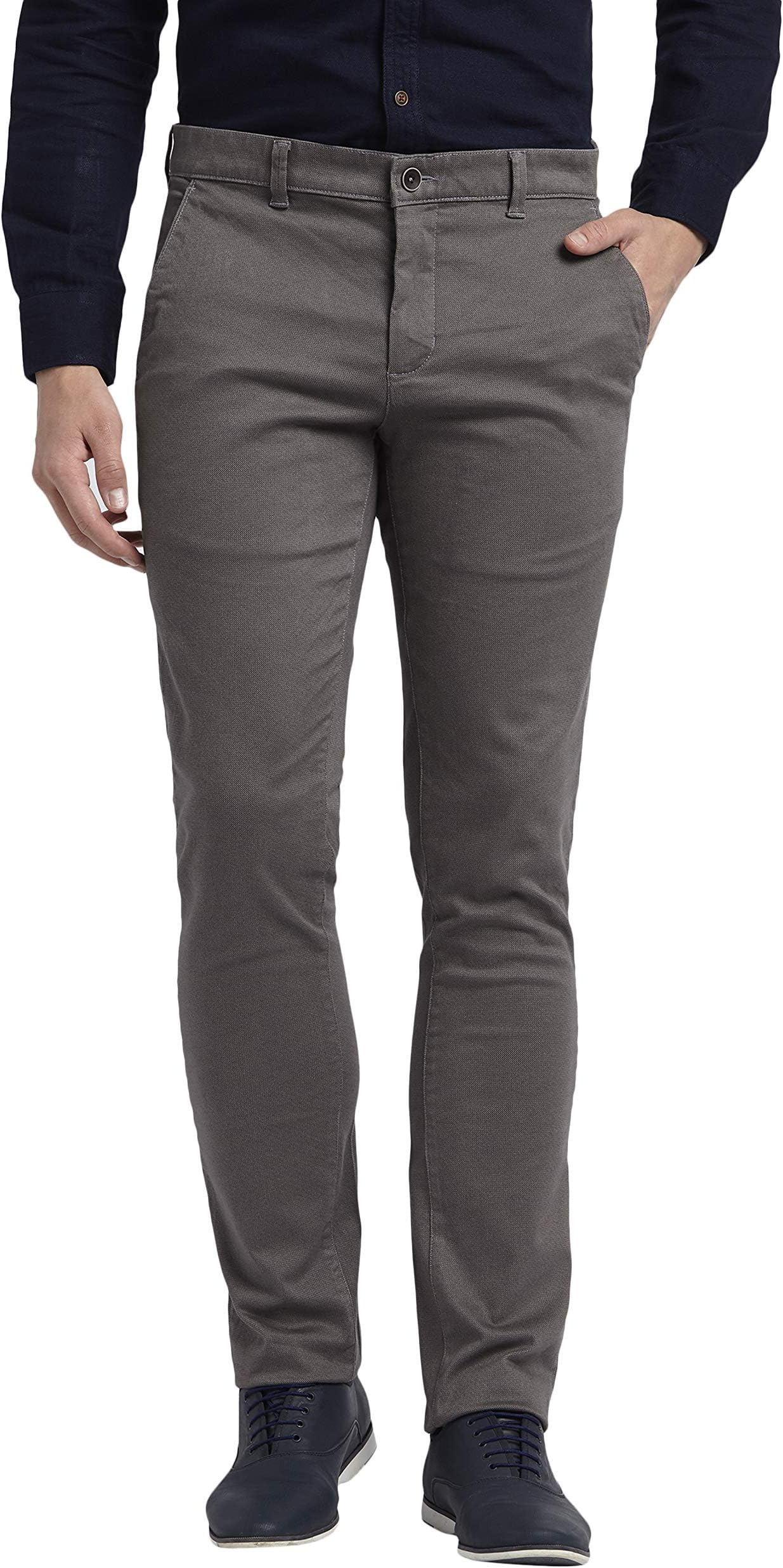 Colorplus Solid Cotton Medium Grey Regular Fit 0 0 Trouser
