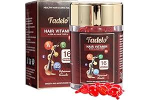 Fadelo Hair Vitamins Treatment Oil - No Rinse Essence for Frizzy and Dry Damaged Hair - Rich in Vitamin A C E and Pro-Vitamin B5 - Enhanced Argan/Macadamia/Avocado Oils - 16 Capsules