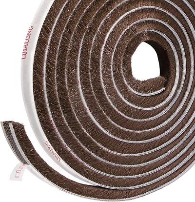 fowong Self-Adhesive Door Window Frame Brush Seal Weatherstrip 4.9 m Brown