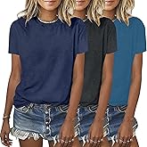 BLACKMYTH Womens 3 Pack Basic T Shirts Summer Tops 2026 Fashion Short Sleeve Comfy Casual Vacation Tees