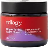 Trilogy Replenishing Night Cream with Glycablend &amp; CoQ10, 2 Fl Oz | Overnight anti-aging moisturizer plumps with Co-enzyme Q10, Hyaluronic Acid, Marula &amp; Olive Oils, pregnancy safe