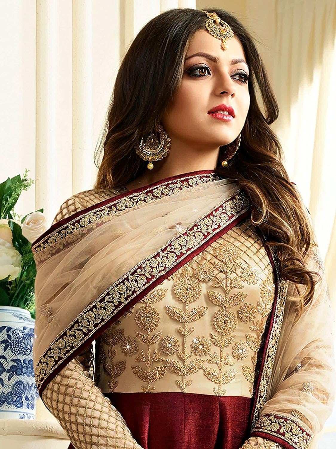 khileshwai fashion women's's maroon bangalory silk embroidered anarkali suit for (kr26)