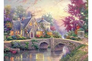 CHENGQISM Jigsaw Puzzles for Adults 1000 Pieces Country House Puzzles Spring Landscape Puzzle Picturesque Bridge 1000 Piece Jigsaw Puzzle DIY Challenging Game Toys Gift