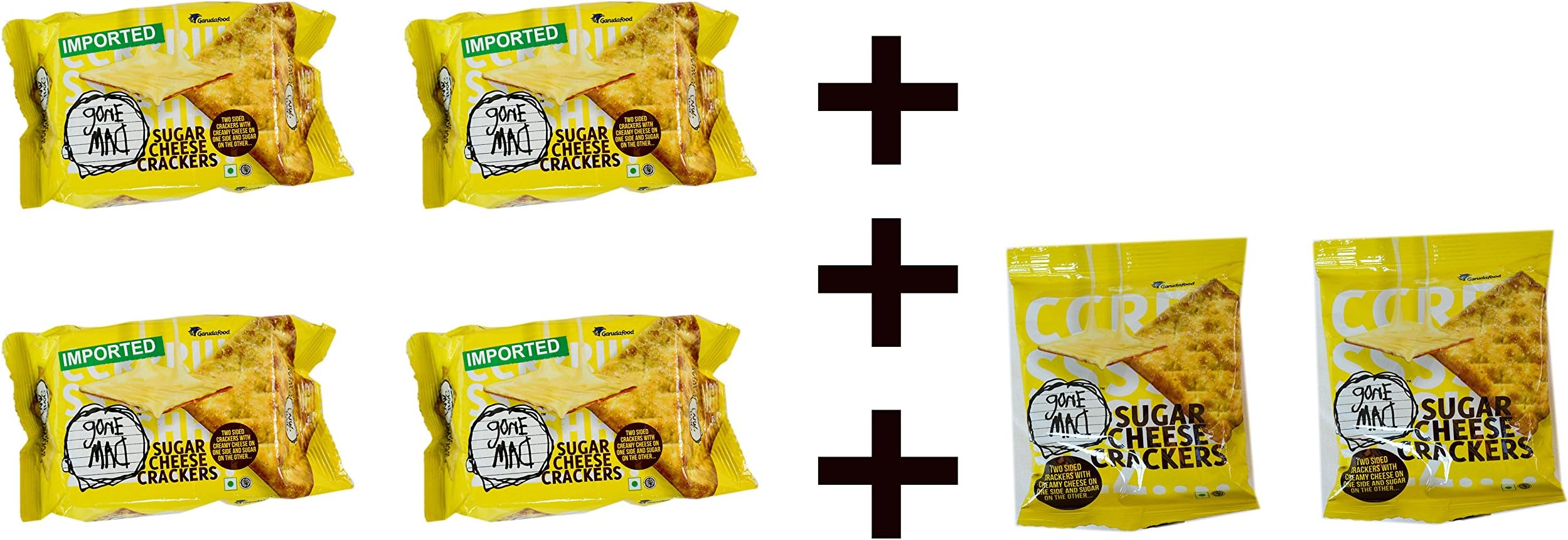 GONE MAD Sugar Cheese Crackers Imported , 110 gm (2 Small Cheese Crackers) - Pack of 4