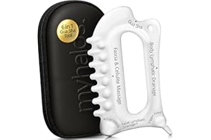 MyHalos 6-in-1 Ceramic Body Gua Sha Facial Tools - Lymphatic Drainage Tool, Face Sculpting Tool & Acupressure tool - Body Guasha, Trigger Point Massage Tool for Fascia Massage and Cellulite