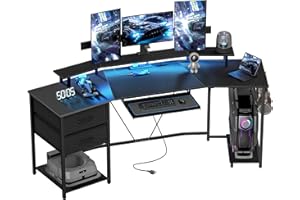 HOMCOM 79 inch Gaming Desk, Industrial Computer Desk with RGB Lights, Computer Table with Power Outlets & USB Ports, Monitor 